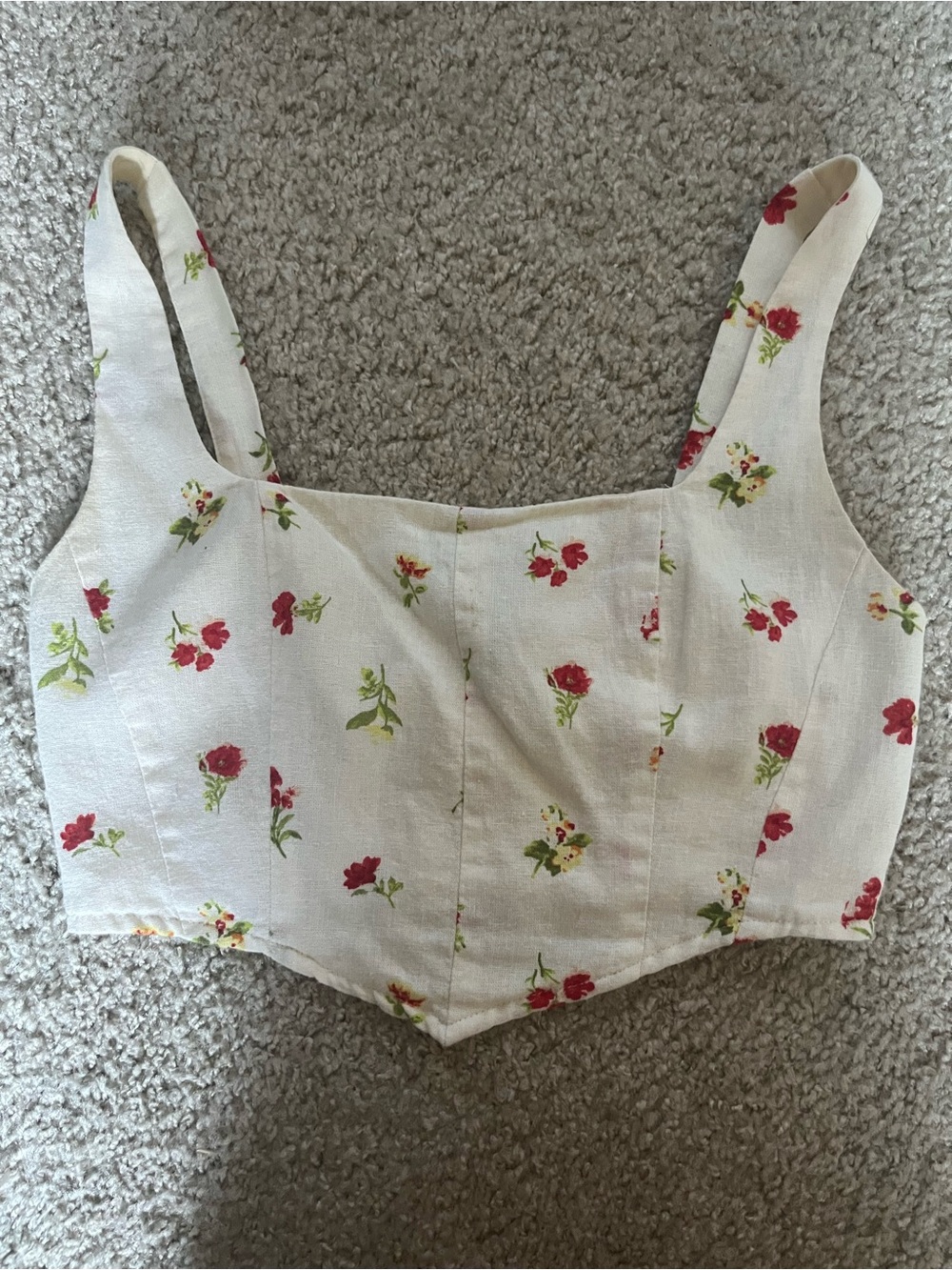 Forever 21 Cream Floral Matching Top Set